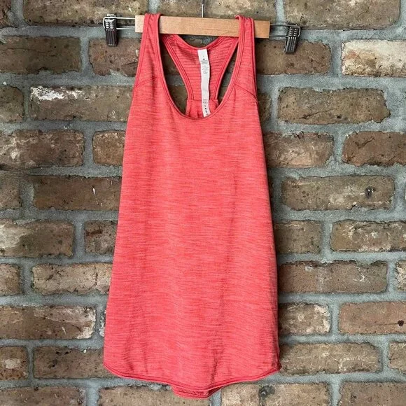 Lululemon Heathered Red Orange Essential Tank Top Womens Size 2 - Picture 5 of 10